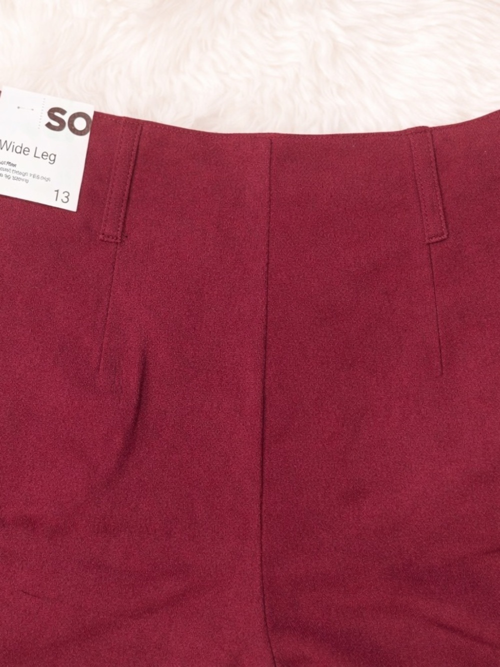 SO Juniors Wide Leg Trousers NWT Size 13 Burgundy High Rise Dress Pants - Picture 4 of 4